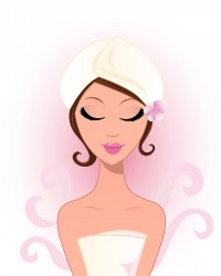 Spa and wellness: Beauty woman with flower. VECTOR
